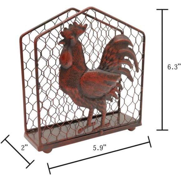 Metal Rooster Design Tabletop Napkin Holder/Freestanding Tissue - Picture 6 of 7